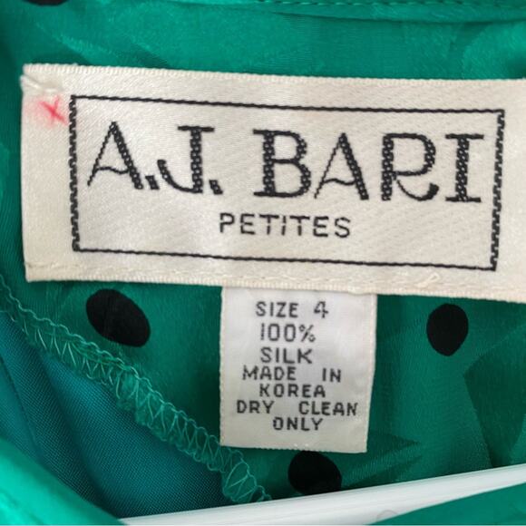 A.J. Bari Silk Green Sequin Polka Dot Dolman Sleeve Dress Petite 4 Vintage - Picture 8 of 9